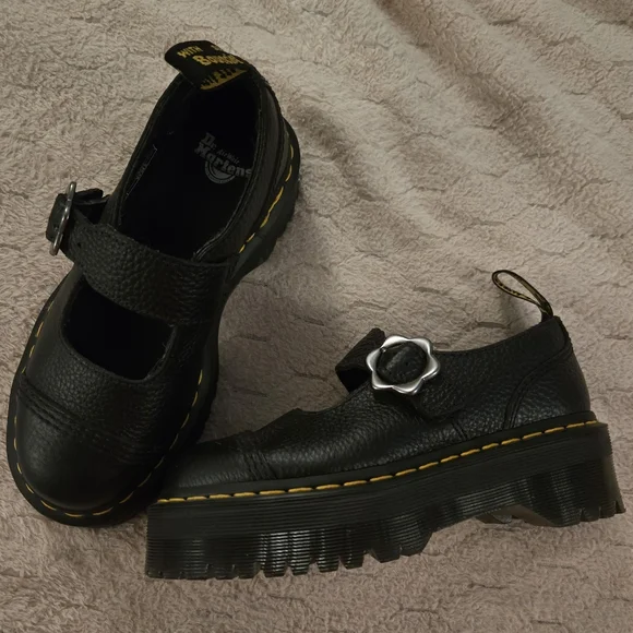 Dr. Martens Black Platforms with Flower Buckle - Size 5 - Picture 4 of 5